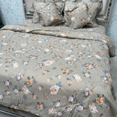 SUMMER KING SIZE GLACE COTTON 6 PCS REVERSIBLE COMFORTER SET WITH SUPER KING SOZE BEDSHEET